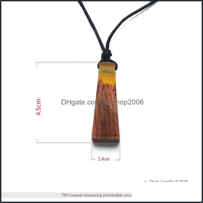 Fashion Geometric Wood Resin Necklace Pendant 5 Colors Rope Chain Choker for Women Girl Fashion Jewelry Gifts 30pcs/lot