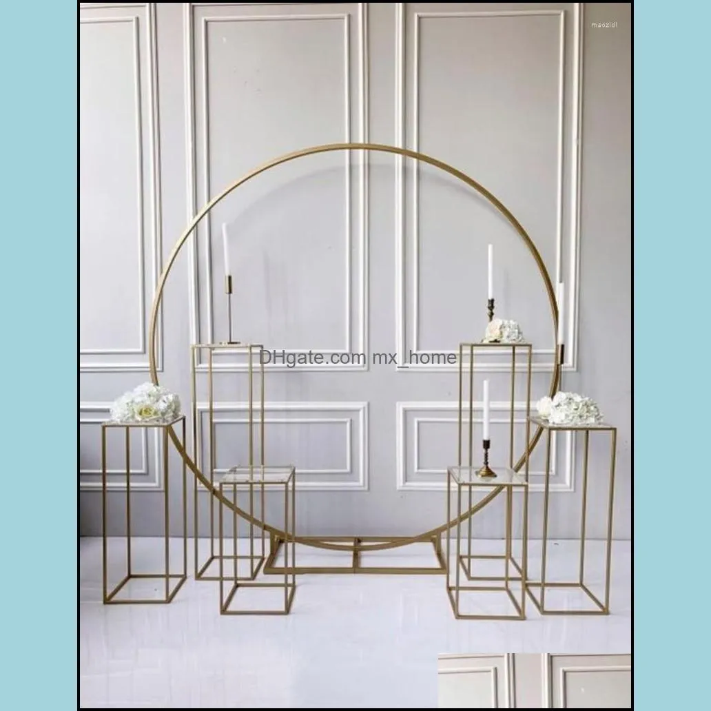 Grand-event Geometric Props Backdrops Arch Flower Outdoor Lawn Flowers Door Balloons Rack Iron Circle Wedding Sash