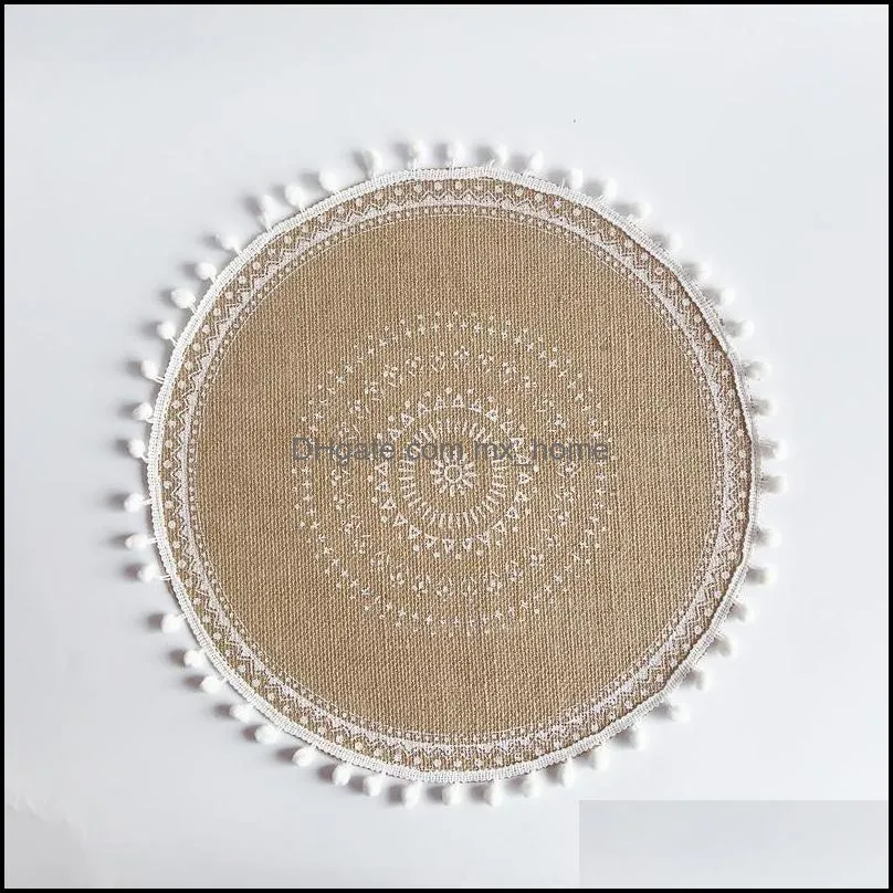 Ins Style Hand-woven Cotton Linen Placemat Dining Table Insulation Pad Home Retro Jute Decorative Po Prop