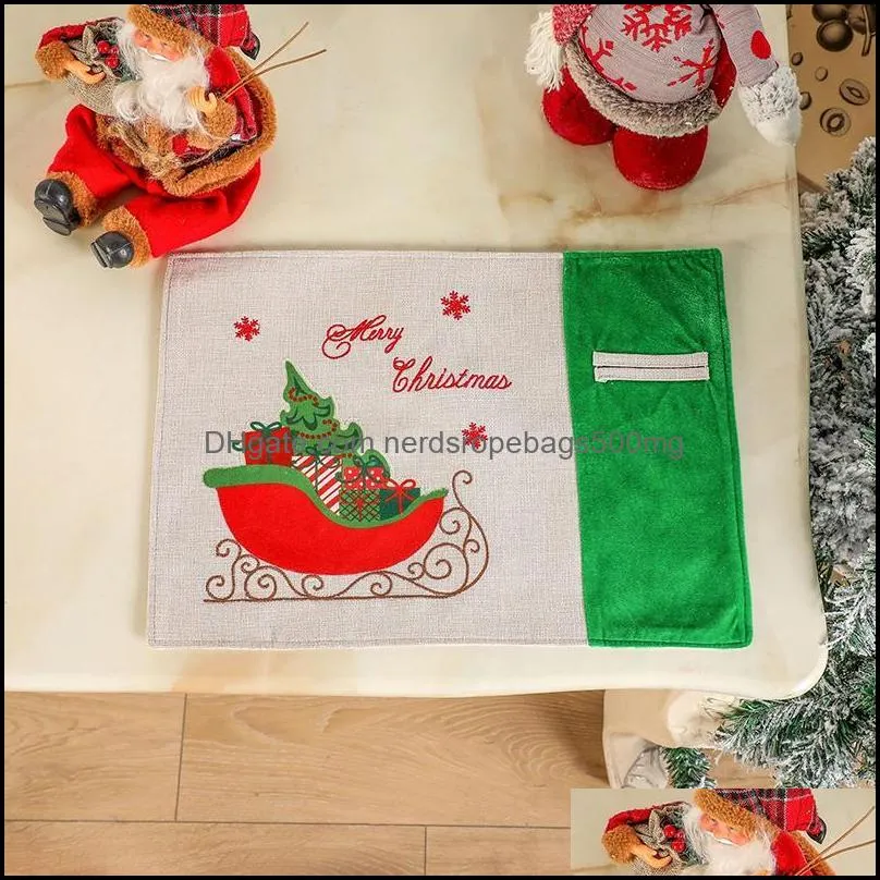 Christmas Decoration American Linen Placemat Individual Tablecloth Table Decor For Living Room Year 2022