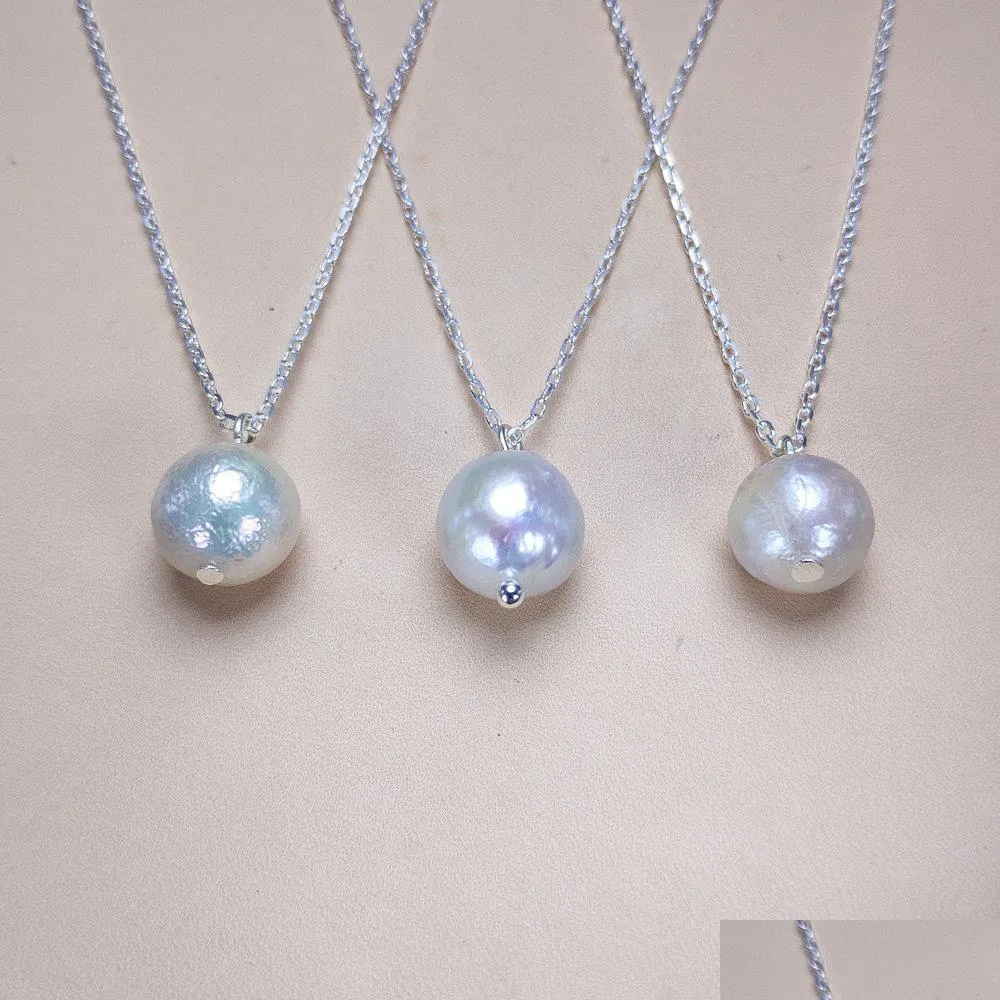 Natural Baroque Pearl Necklace 925 Silver Pendant 10-11mm White Pearl Necklace for Women Fashion Jewelry Gift Wedding Gift