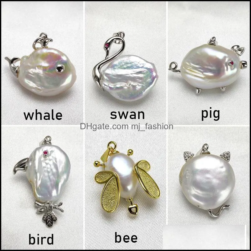 Baroque Pearl Necklace Settings S925 Sterling Silver Pendant Settings DIY Animal Pearl Necklace Women Fashion Jewelry Wedding Gift