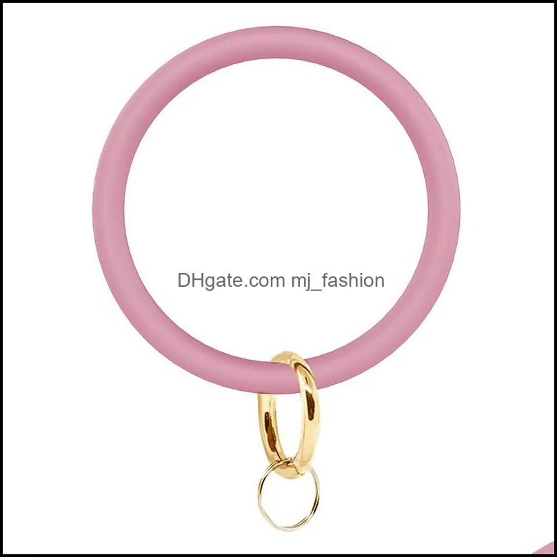 Wristlet Keychain Circle Silicone Bangle Key Ring Bracelet Hoop Keyring Fashion Women Bangle Gift Jewelry Accessories Key Fob