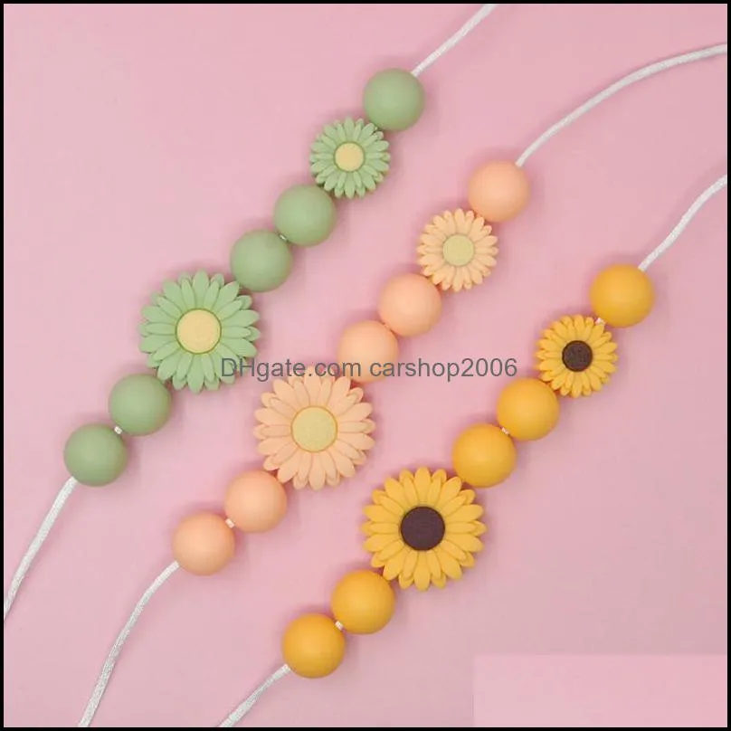 Sunflower Silicone Loose Beads 20mm 30mm BPA Free Teething Bead DIY Chewlery Necklace Baby Teethers Pacifier Chain Jewelry Making