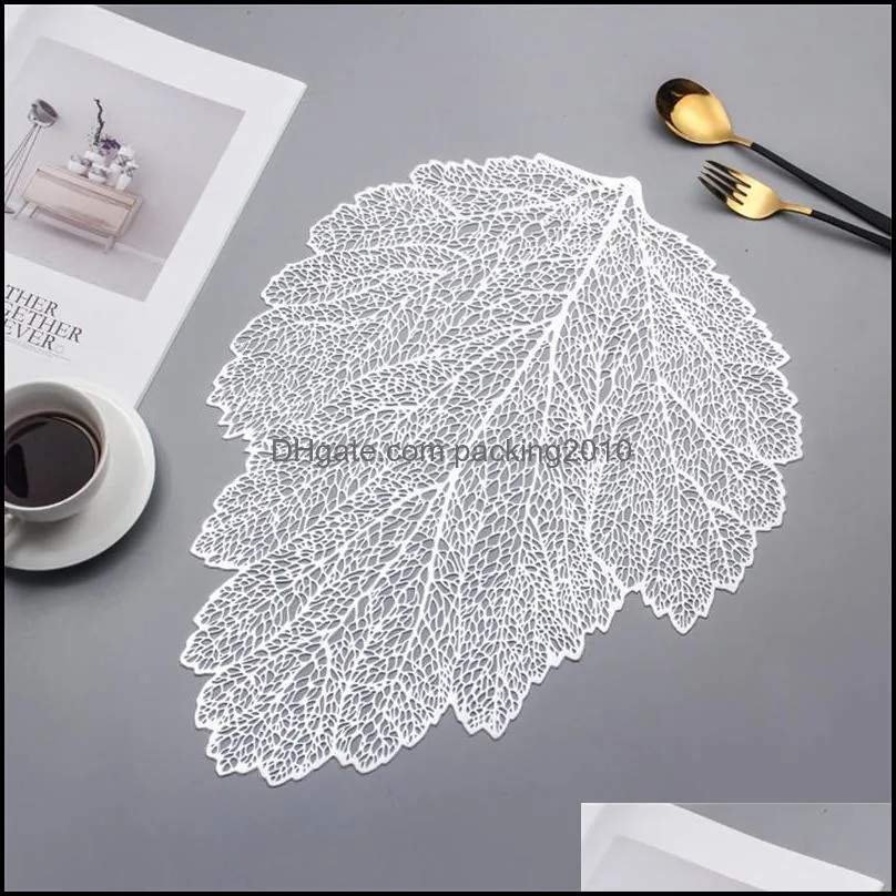 Creative Hollow PVC Leaf Placemat Western Placemats Home Decor Insulation Cup Mat Tableware Table