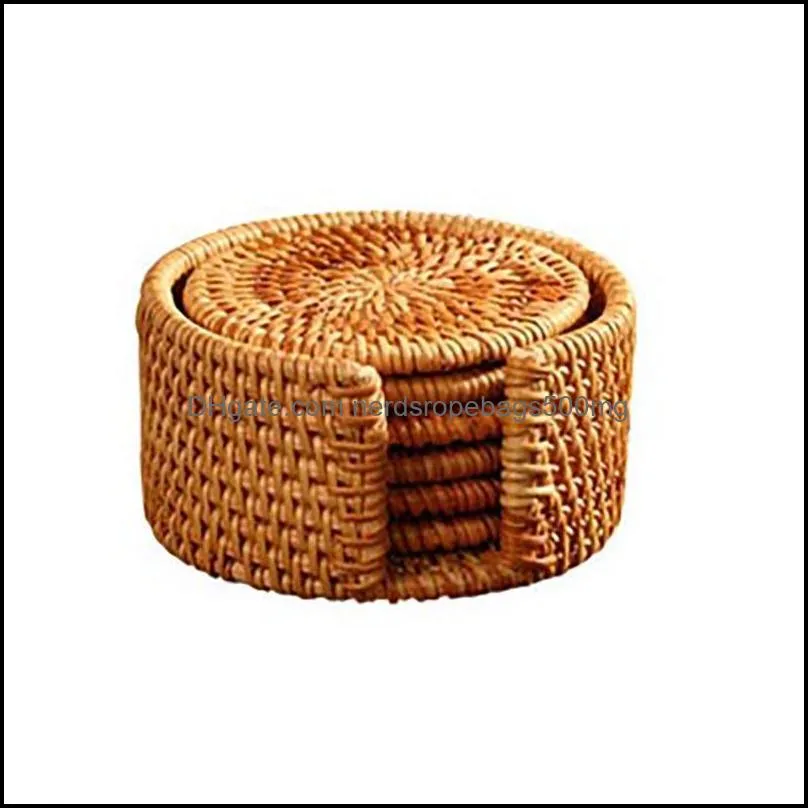 Rattan Woven Handmade Insulation Tea Round Placemat Table Mat Kitchen Accessories