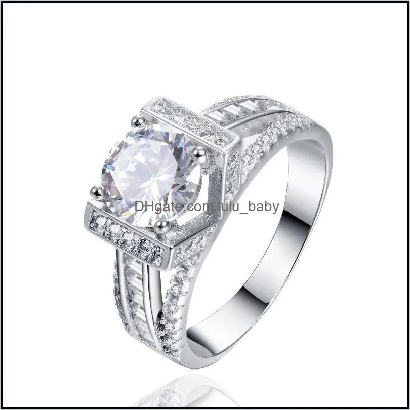 Vintage CZ Wedding Ring Sets 925 Silver Promise Engagement Ring Jewelry For Women Size 5 6 7 8 9