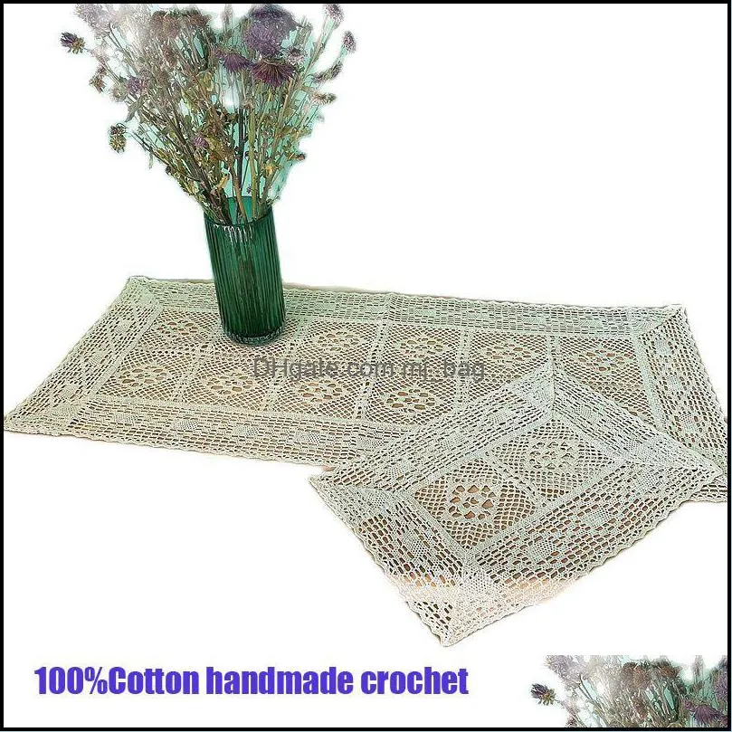 Handmade Lace Cotton Table Place Mat Cloth Pad Crochet Placemat Cup Dish Doily Mug Kitchen Christmas Accessory