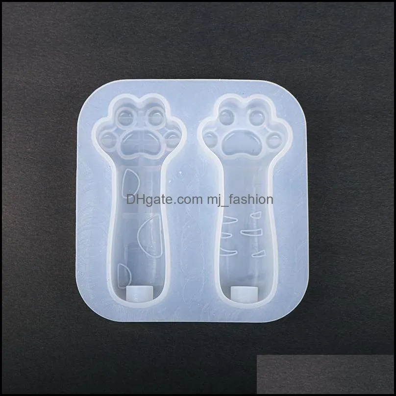 DIY Cat Paw Flashlight Epoxy Resin Mold Handmade Keychain Casting Molds Jewelry Making Tools LED Light Bulb Stick Silicone Mold