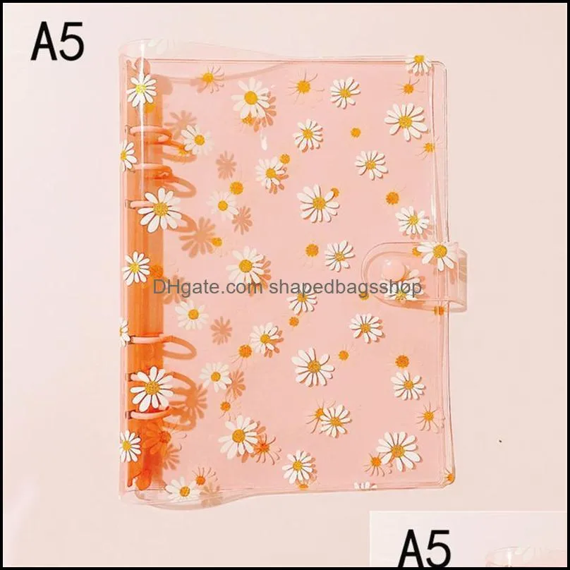 notepads a5/a6 daisy loose-leaf notebook 3 hole pvc transparent binder korea stationery handbook journal female student school