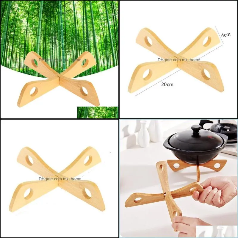 Bamboo Heat Insulation Cross Pot Rack Removable Cutlery Cups And Plates Drain Kitchen Storage