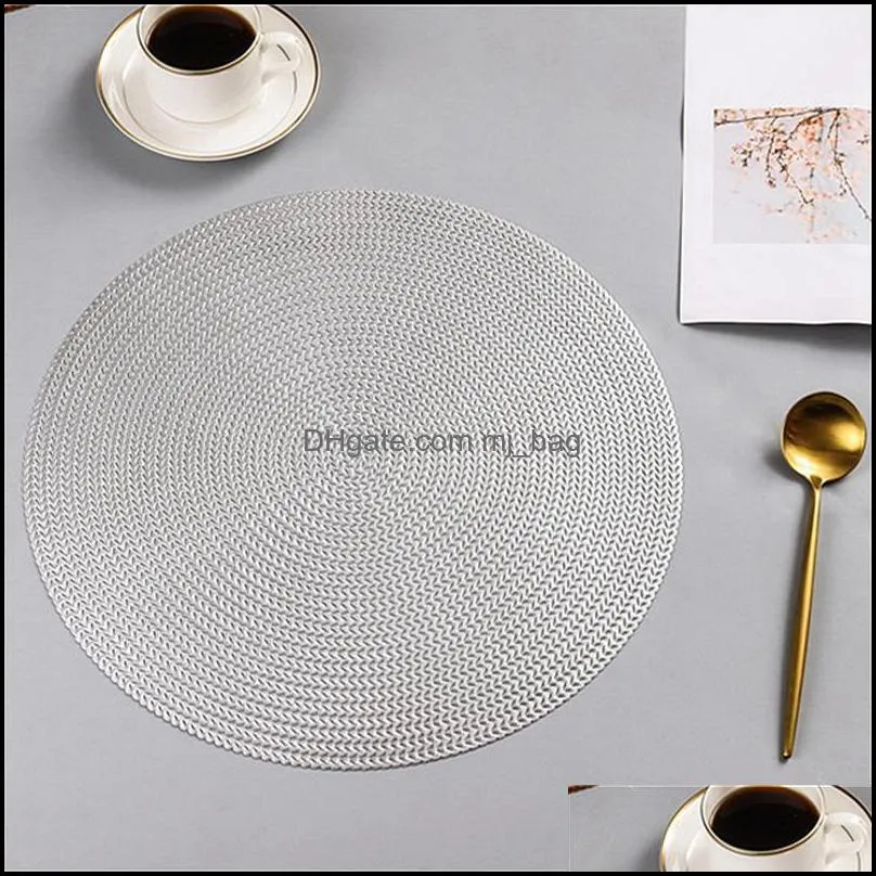 6PCS Restaurant Round Environmental PVC Placemat Nordic Anti-Scalding Table Mat Steak Plate Place