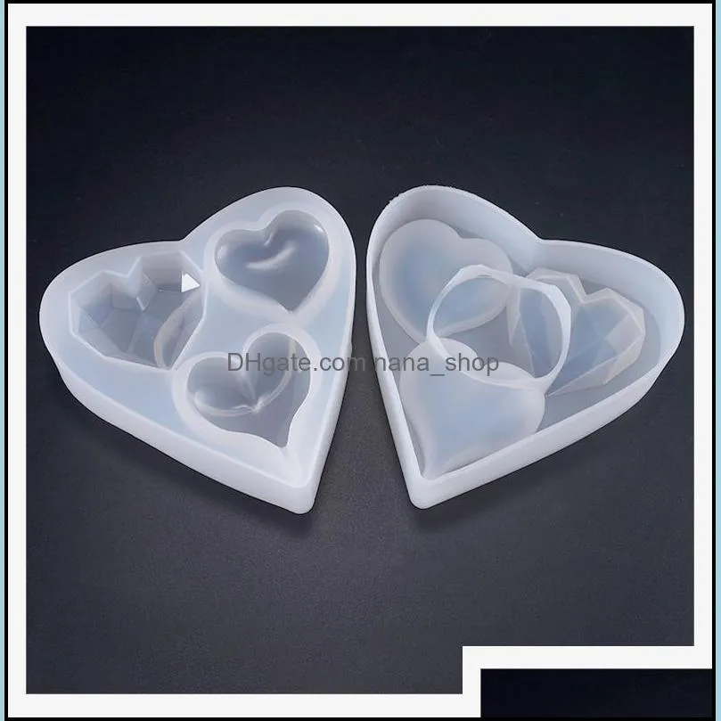 3D Heart Silicone Mold 3 Cavity Cutting Surface Heart Shape Resin Silicone Mould Jewelry Making Epoxy Resin Molds