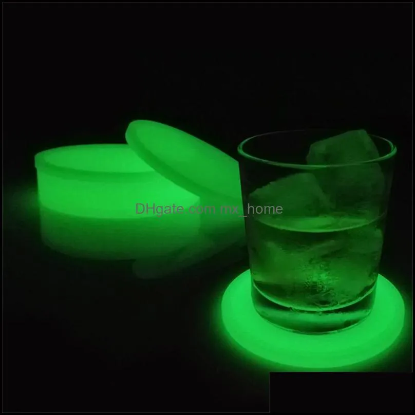 Silicone Luminous Drink Coasters Pad Insulated Round Cup Non Slip Soft Tabletop Protection Table Dining Decor