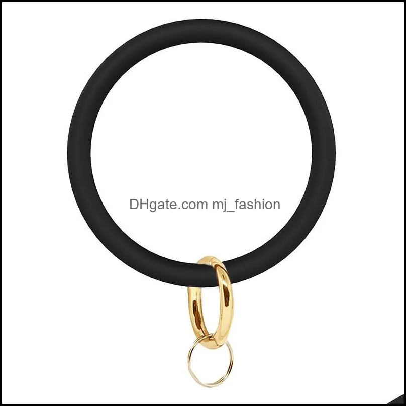 Wristlet Keychain Circle Silicone Bangle Key Ring Bracelet Hoop Keyring Fashion Women Bangle Gift Jewelry Accessories Key Fob