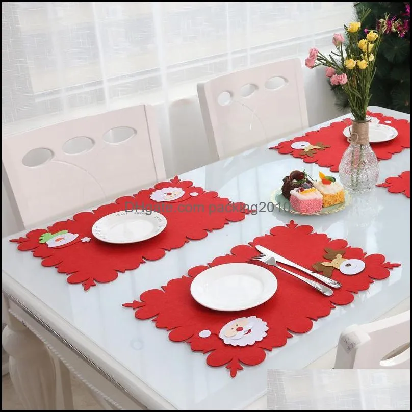 Christmas Decorations Cartoon Table Mat Knife Fork Pockets Non-woven Fabrics Santa Claus Snowman Year