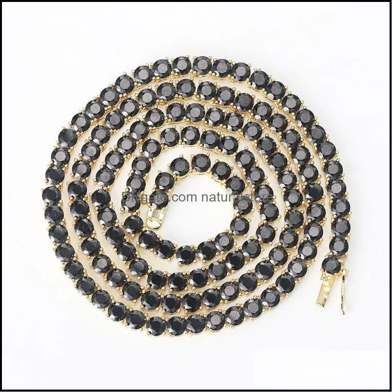 chains black zircon tennis necklaces for men women rock hip hop rapper`s choker chain on the neck necklace jewelry dropship ohn017