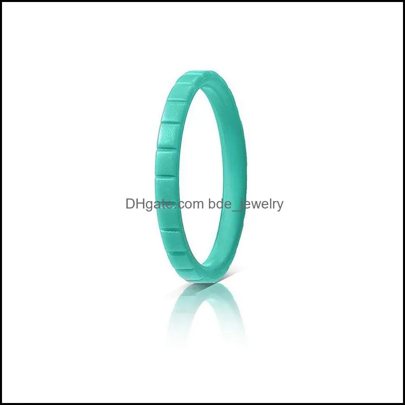 Colorful Silicone Band Rings Gear Line Wedding Rings for Women Girls 3mm Stackable Rings Soft Flexible Rubber Fashion Women Jewelry