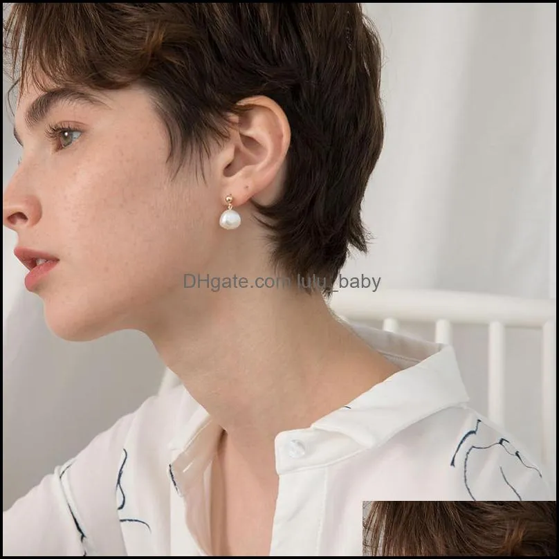 100% Baroque Freshwater Pearls Stud Earrings For Women Statement s925 Silver Drop Earrings Simple Earrings Wholesale Prevent allergy