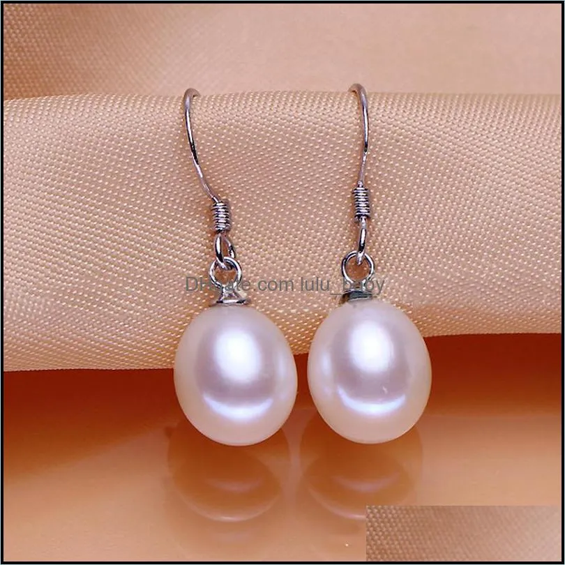 Natural Freshwater Pearl Earrings For Women 6 Style 925 Sterling Silver Jewelry Oblate Double Pearl Earrings Wedding Gift Fashion