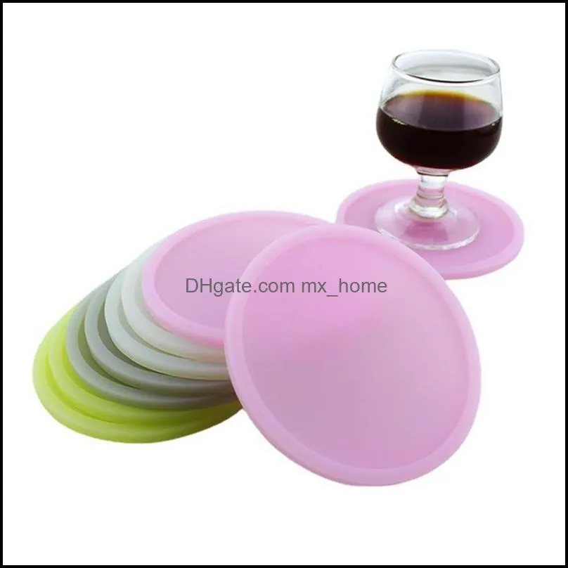 Silicone Luminous Drink Coasters Pad Insulated Round Cup Non Slip Soft Tabletop Protection Table Dining Decor