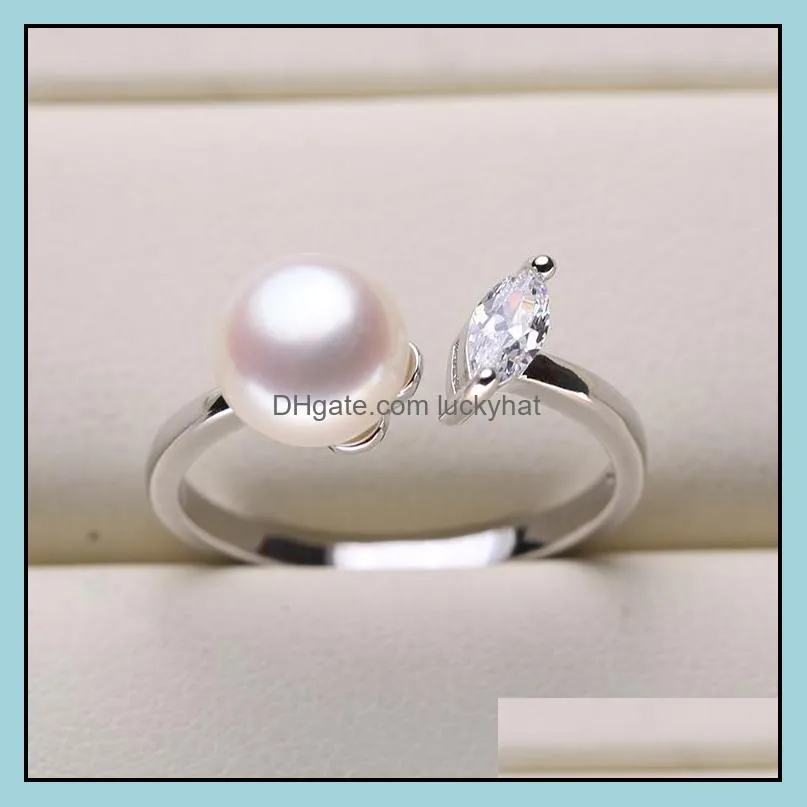 Pearl Rings Setting Zircon Solid 925 Silver Ring Setting Ring Mounting Ring Blank DIY Jewelry 5 Styles Mix DIY Gift