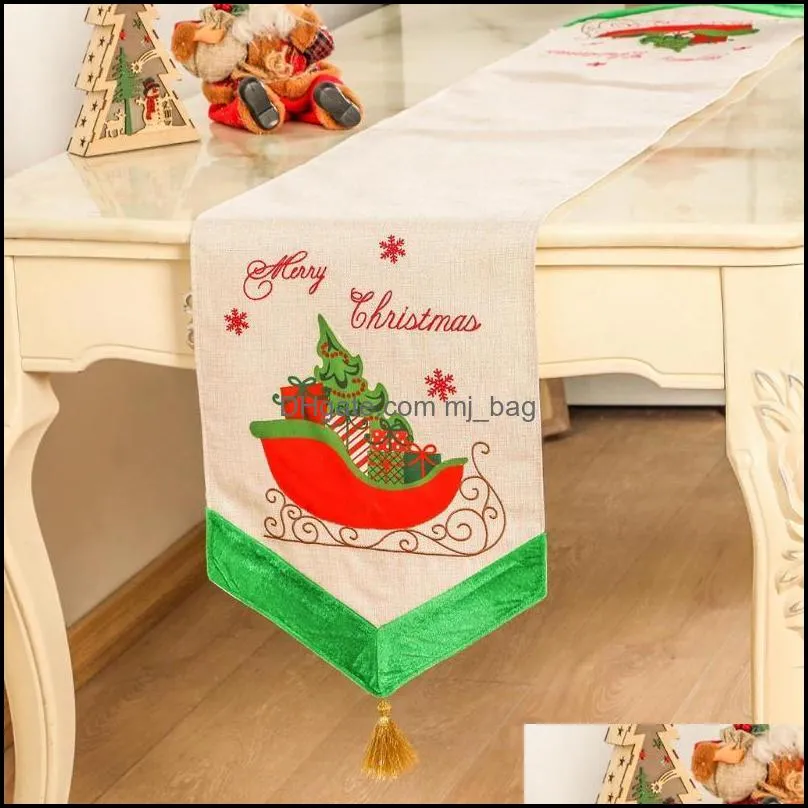 Christmas Table Runner Embroidered Merry Tree Tablecloth Placemat