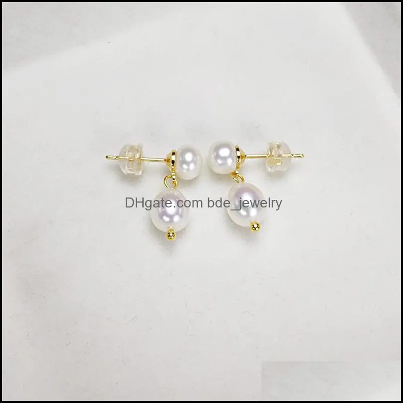 Simple Pearl Earrings 14k Gold Filled Pearl Stud Earrings 6-7mm Pearl Earring For Women Anniversary Gift Jewelry High-gloss