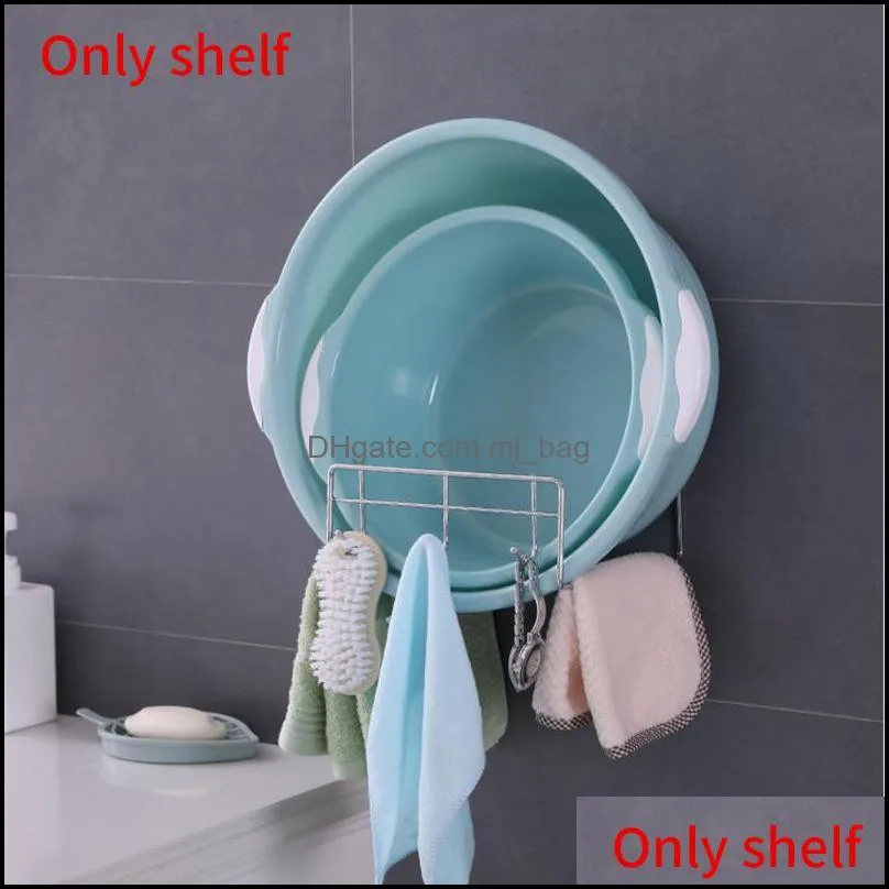 Large Capacity Organizer Wall Mounted Baby Bathtub Holder Washbasin Rack Self Adhesive Anti Rust Punch