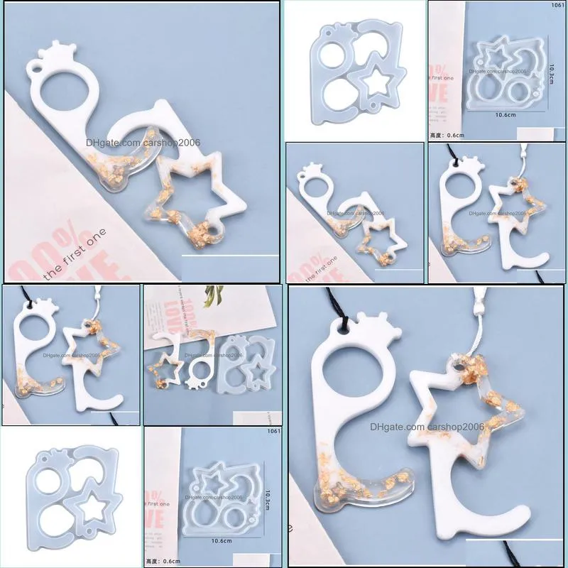 Door Opener Hand Free Key Tool Silicone Mold for DIY Touchless Keychain Jewelry Casting Mold Resin Art