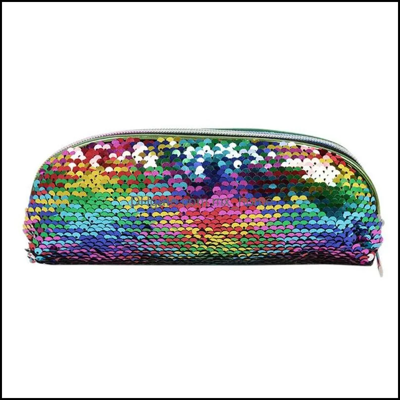 Fashion Ladies Sequin Pen Holder Large Capacity Lightweight Cosmetic Bag Street Style Pot A Pinceaux