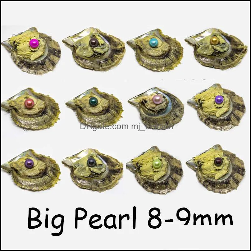 100% Natural Pearl Oysters 8-9mm Round Large Pearl in Oyster Shell With Colouful Pearls DIY Jewelry By Vacuum Packed 8 pcs/lot