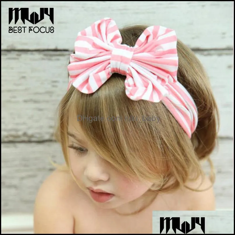 Baby Headwear Bowknot Hair Accessories Cotton Hair Bow with Soft Elastic Crochet Headbands Stretchy Hair Band 200 pcs/lot