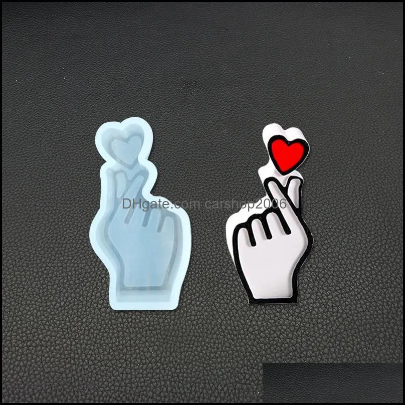 Finger Heart Silicone Mold Love Hand Showing Silicone Moulds Flexible Ruber DIY Gypsum Soap Clay Molds Car Home Jewelry Decoration