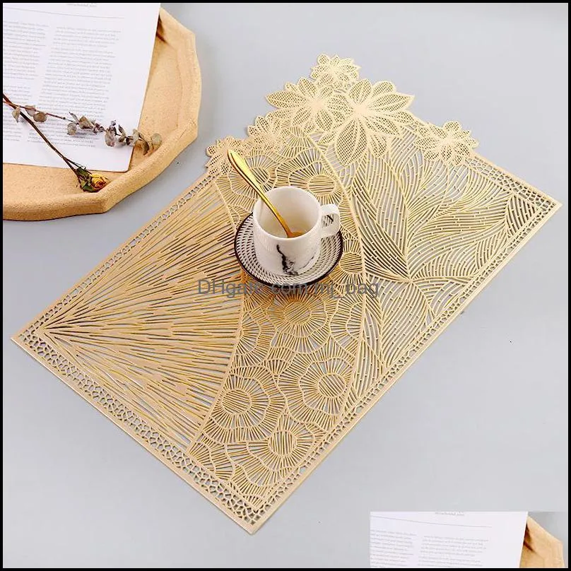 Non-Slip Placemats Hollow Embroidered Simplicity Tea Coasters Heat Insulation Rectangular Western