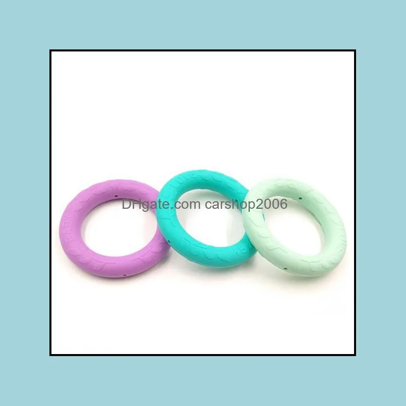 Large Silicone Teething Ring 70mm Donut Chew Beads with Center Hole Safe Silicone Bracelet Teething Beads Baby Teether Jewelry
