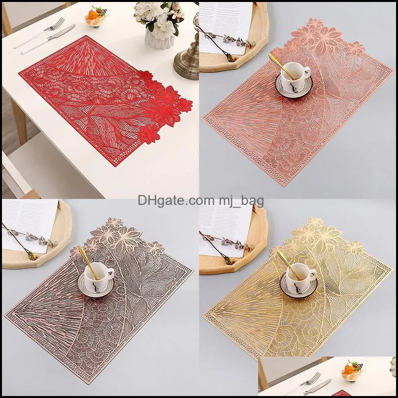 Non-Slip Placemats Hollow Embroidered Simplicity Tea Coasters Heat Insulation Rectangular Western