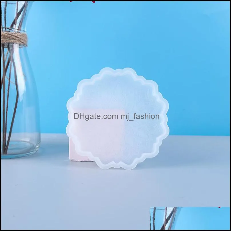 Resin Coaster Molds Textured Flower DIY Epoxy Resin Tray Mold Flower Tea Tray Coaster Epoxy Molds