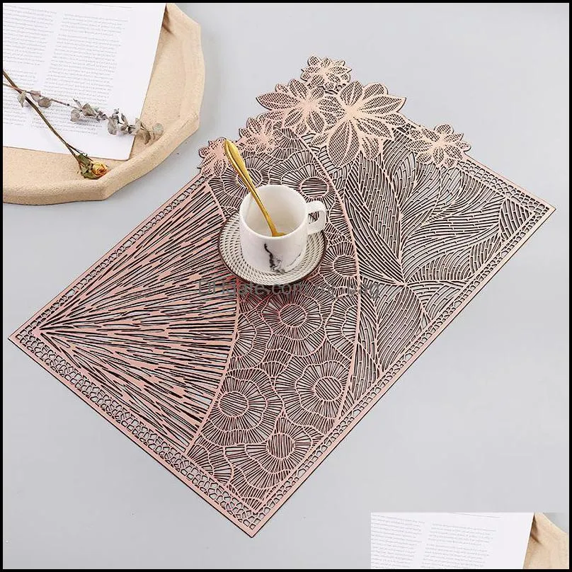 Non-Slip Placemats Hollow Embroidered Simplicity Tea Coasters Heat Insulation Rectangular Western