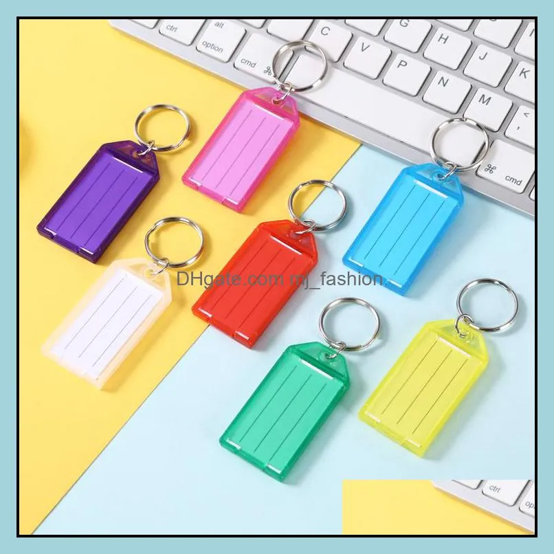 Tough Plastic Key Tags with Split Ring Label Window ID Luggage Tag Key Ring Keychain Name Tags Multi Colors