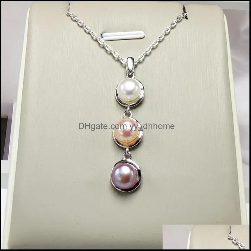 Simple Pearl Necklace Accessories 925 Silver Pendant for Women Can Stick 3 Pearls Wedding Jewelry Valentine GIFT