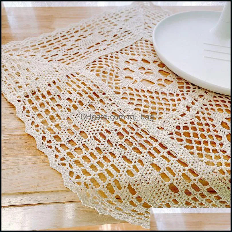 Handmade Lace Cotton Table Place Mat Cloth Pad Crochet Placemat Cup Dish Doily Mug Kitchen Christmas Accessory