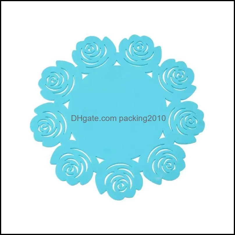 Silicone Rose Flower Kitchen Dining Table Decortion Heat Insulation Resistant Mat Pad Cup Holder Placemat