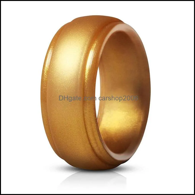 Men`s Silicone Rings Rubber Wedding Bands Flexible Silicon Comfortable Fit Lightweigh Ring Multi Colors and Size Men Jewelry