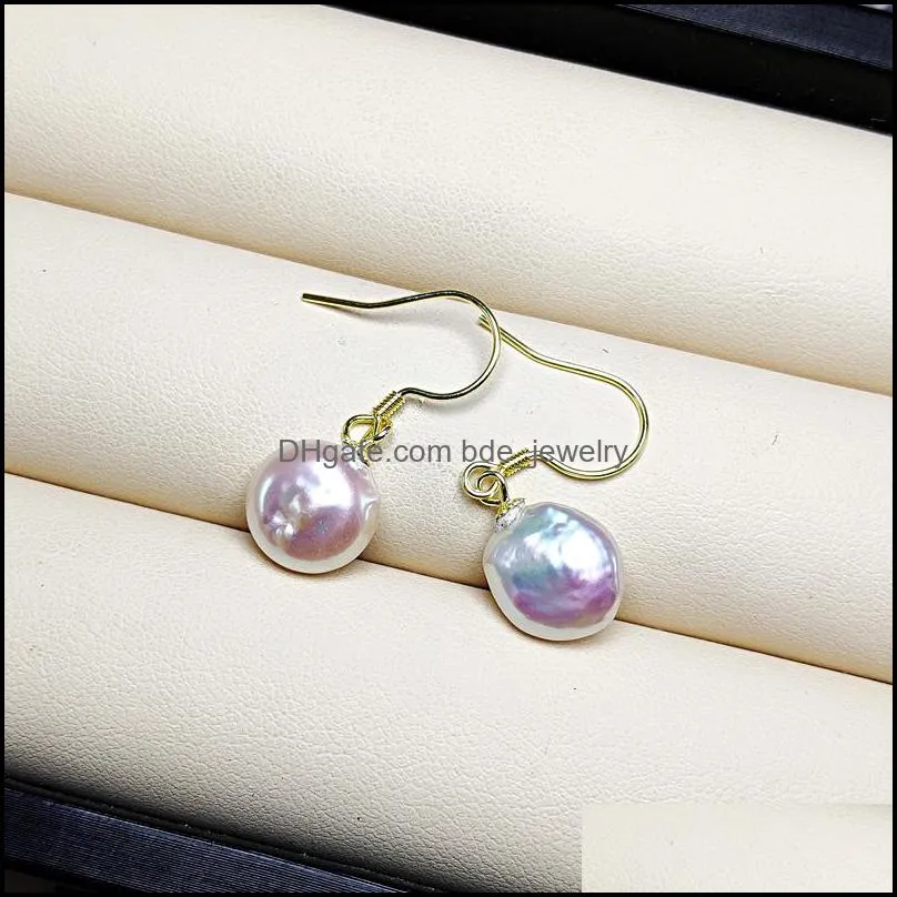 S925 Sterling Silver Pearl Stud Earrings Button Baroque Pearl Earring For Women Anniversary Gift Jewelry High-gloss