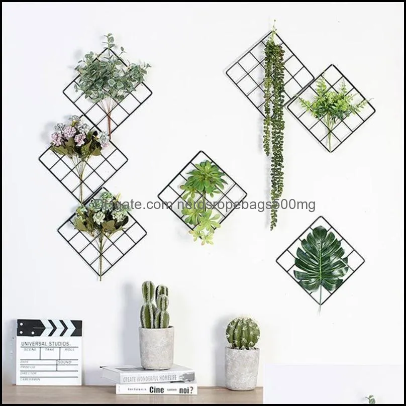 Holders Iron Shelf Flowers Plants Rack Nordic Style Wall Metal Grids DIY Home Decor