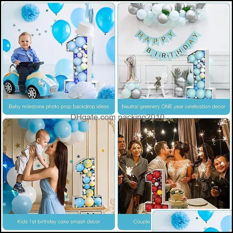 73/100cm Diy Balloons Numbers Mosaic Balloon Filling Alphabet Frames For Boys Girls Baby 1st Birthday Wedding Decor
