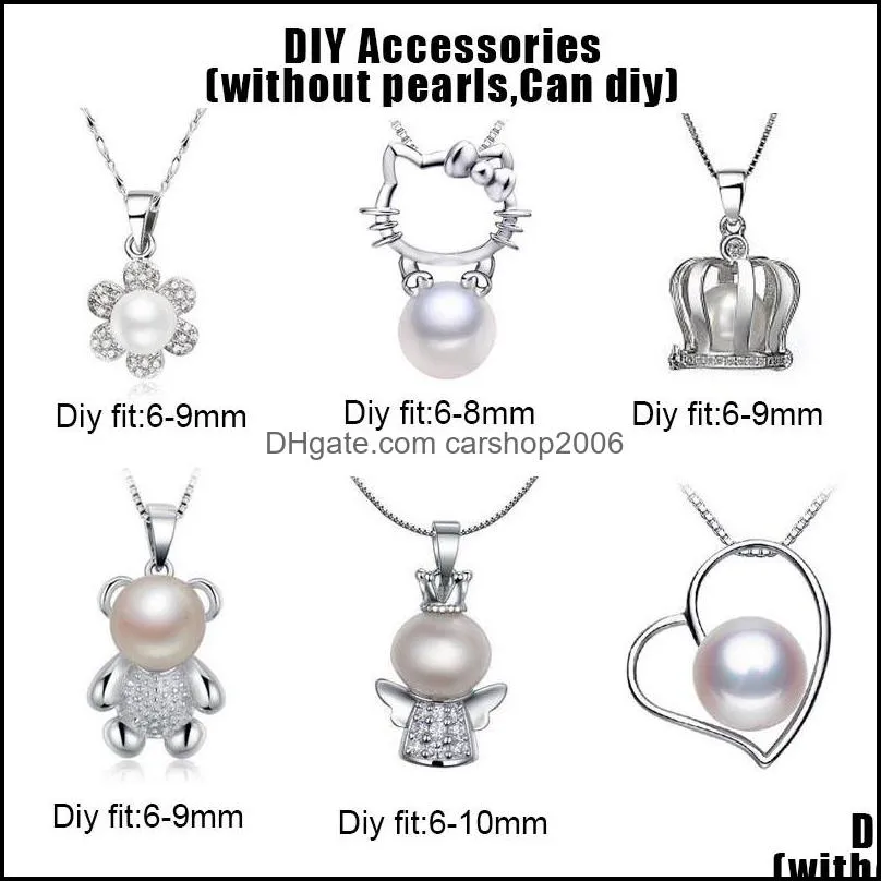 Pearl Necklace For women Pearl Necklace Settings Sterling 925 silver Pendant Can diy Pearl Necklace Fashion Jewelry With Chain Gift