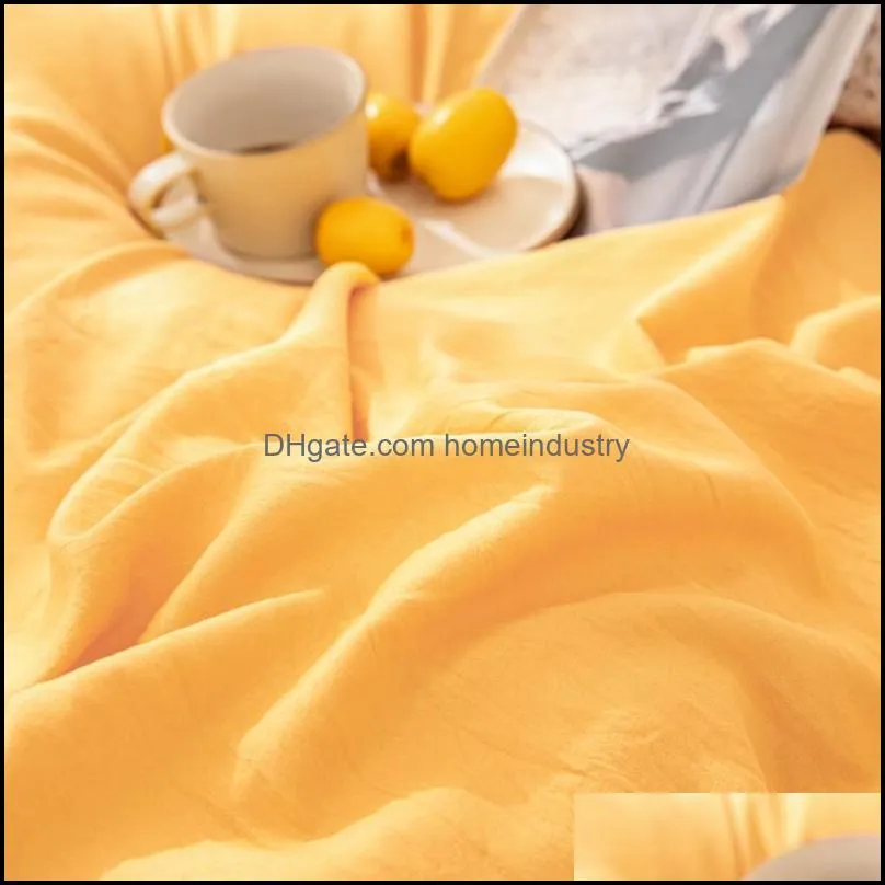 bedding sets yellow ginger duvet cover set pom poms shabby chic bed soft solid color linen home textile no comforter