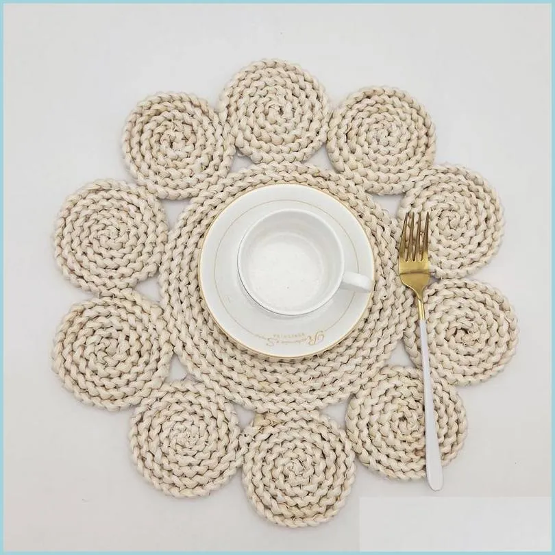 Placemats Wipeable Boho For Round Table Heat Resistant Straws Rustic Place Farmhouse